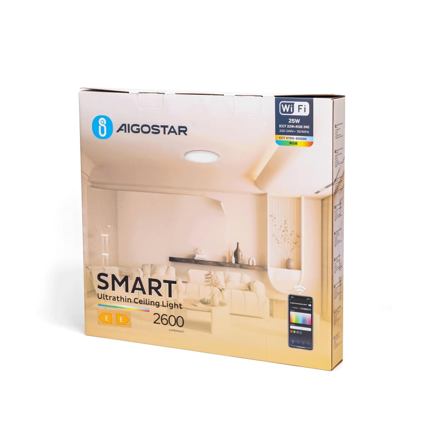Aigostar - Iluminação de teto LED RGBW com regulação LED/25W/230V 2700-6500K Wi-Fi