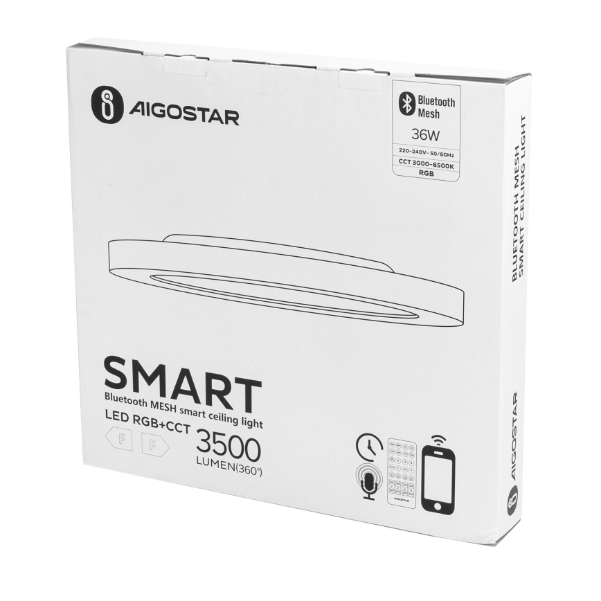 Aigostar - Iluminação de teto LED RGBW com regulação MESH LED/36W/230V 3000-6500K branco + comando