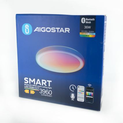Aigostar - Iluminação de teto LED RGBW com regulação MESH LED/36W/230V 3000-6500K + comando