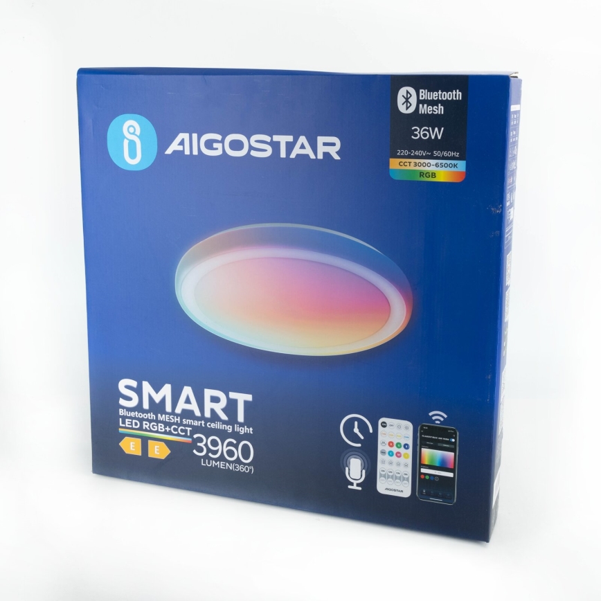 Aigostar - Iluminação de teto LED RGBW com regulação MESH LED/36W/230V 3000-6500K + comando