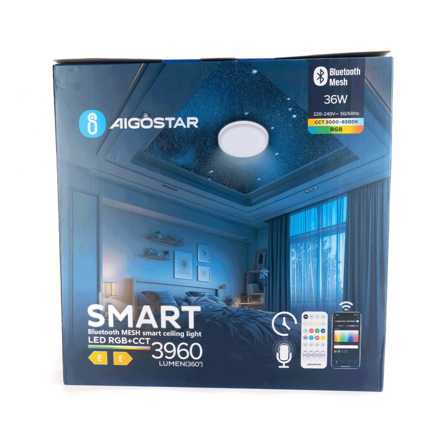 Aigostar - Iluminação de teto LED RGBW com regulação MESH LED/36W/230V 3000-6500K + comando
