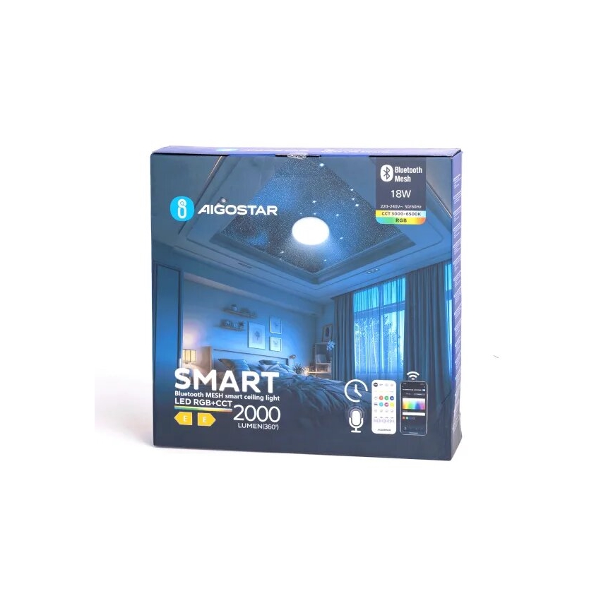 Aigostar - Iluminação de teto LED RGBW para casa de banho com regulação MESH Inteligente LED/18W/230V 3000-6500K IP44 + comando