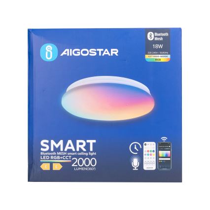 Aigostar - Iluminação de teto LED RGBW para casa de banho com regulação MESH Inteligente LED/18W/230V 3000-6500K IP44 + comando