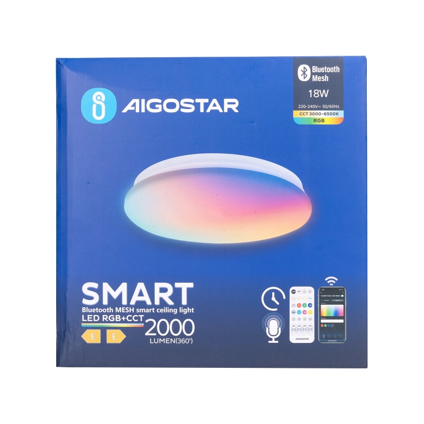 Aigostar - Iluminação de teto LED RGBW para casa de banho com regulação MESH Inteligente LED/18W/230V 3000-6500K IP44 + comando