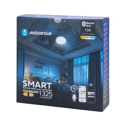Aigostar - Iluminação de teto para casa de banho LED com regulação MESH Inteligente LED/12W/230V 3000-6500K IP44 + comando