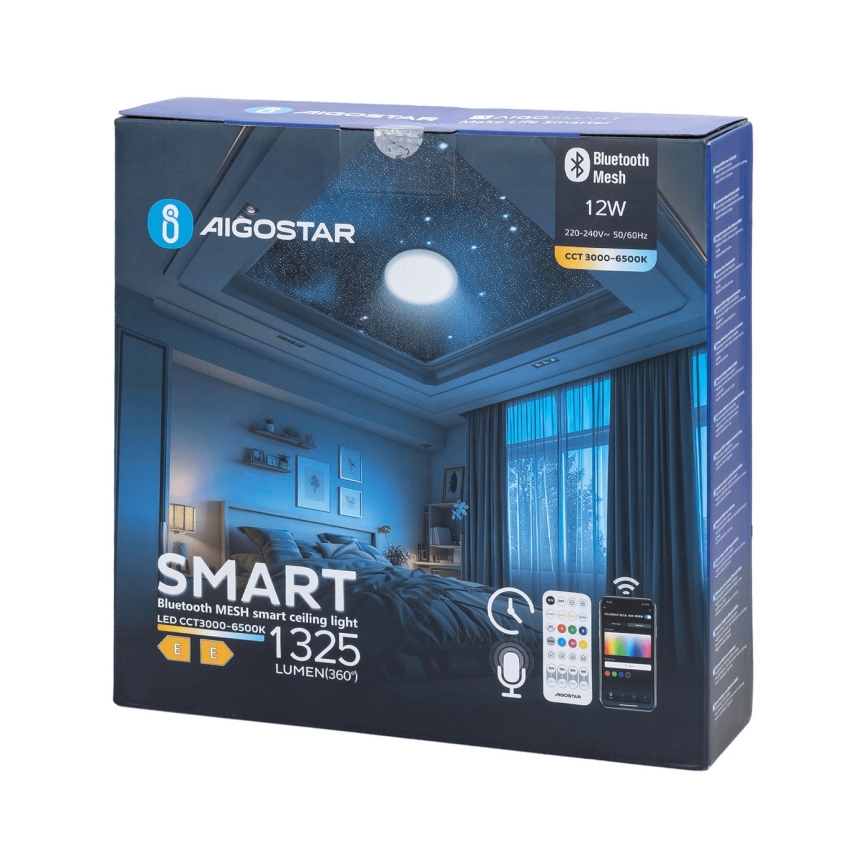 Aigostar - Iluminação de teto para casa de banho LED com regulação MESH Inteligente LED/12W/230V 3000-6500K IP44 + comando