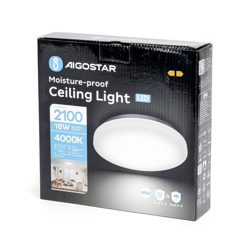 Aigostar - Iluminação de teto para casa de banho LED LED/18W/230V 4000K IP54