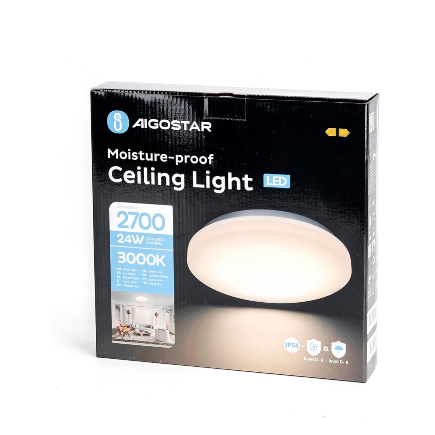 Aigostar - Iluminação de teto para casa de banho LED LED/24W/230V 3000K IP54