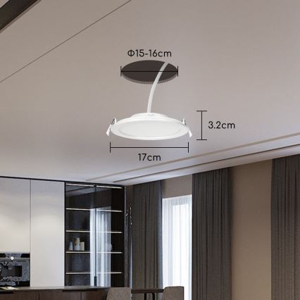 Aigostar - Iluminação embutida LED com regulação LED/12W/230V d. 17 cm Wi-Fi