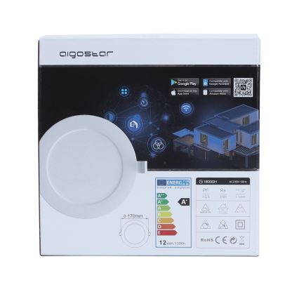 Aigostar - Iluminação embutida LED com regulação LED/12W/230V d. 17 cm Wi-Fi