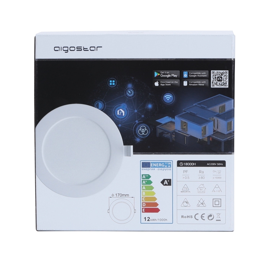 Aigostar - Iluminação embutida LED com regulação LED/12W/230V d. 17 cm Wi-Fi