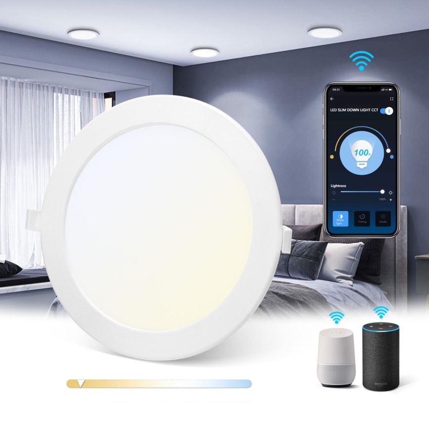 Aigostar - Iluminação embutida LED com regulação LED/18W/230V d. 22 cm  Wi-Fi