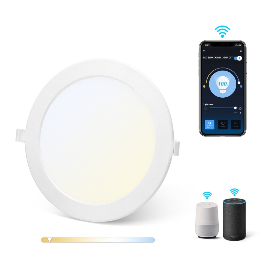 Aigostar - Iluminação embutida LED com regulação LED/18W/230V d. 22 cm  Wi-Fi