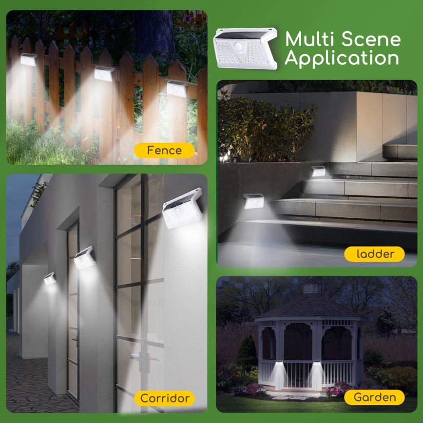 Aigostar - Iluminação exterior solar LED com sensor LED/2,4W/5V IP65