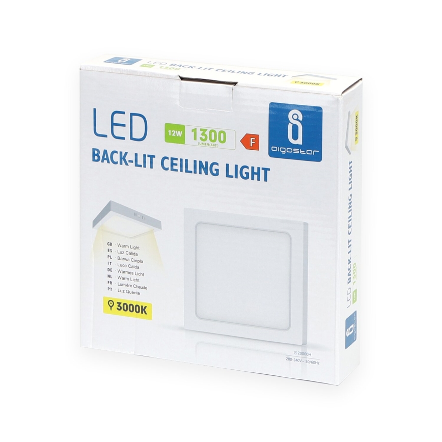 Aigostar - Iluminação integrada LED de teto LED/12W/230V 17,3x17,3 cm 3000K branco