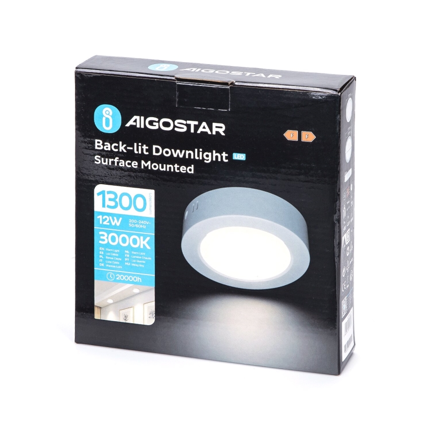 Aigostar - Iluminação integrada LED de teto LED/12W/230V diâmetro 17,4 cm 3000K branco