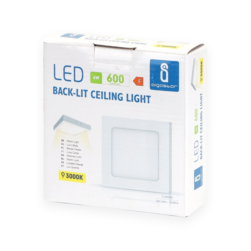 Aigostar - Iluminação integrada LED de teto LED/6W/230V 12,2x12,2 cm 3000K branco