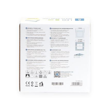 Aigostar - Iluminação integrada LED de teto LED/6W/230V 12,2x12,2 cm 3000K branco