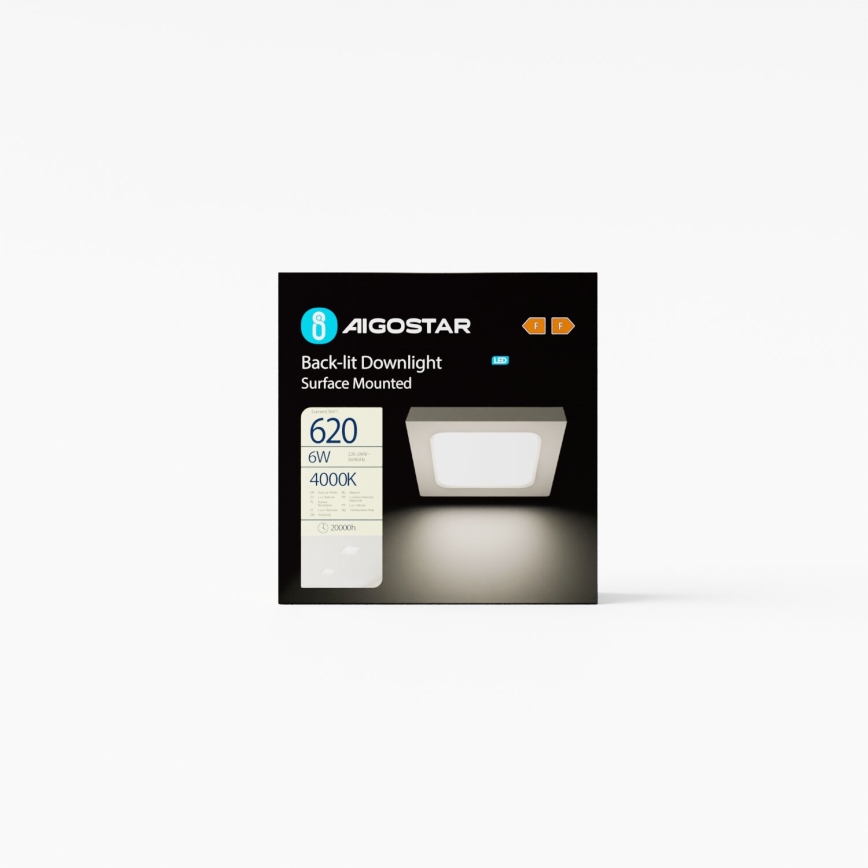 Aigostar - Iluminação integrada LED de teto LED/6W/230V 12,2x12,2 cm 4000K branco
