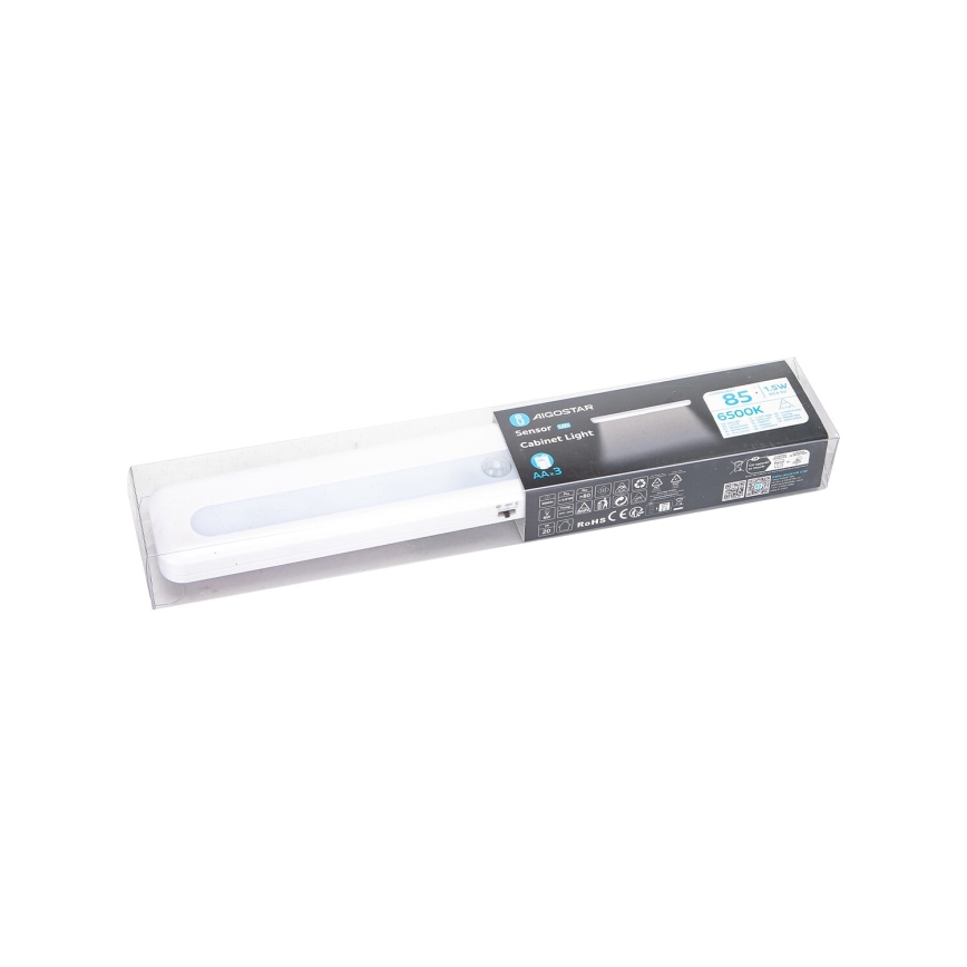 Aigostar - Iluminação LED de armário com sensor de movimento LED/1,5W/3xAA 6500K