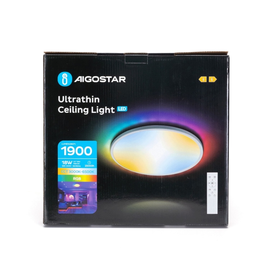 Aigostar - Iluminação de teto LED RGBW para casa de banho com regulação LED/18W/230V 3000-6500K diâmetro 30 cm IP44 + comando