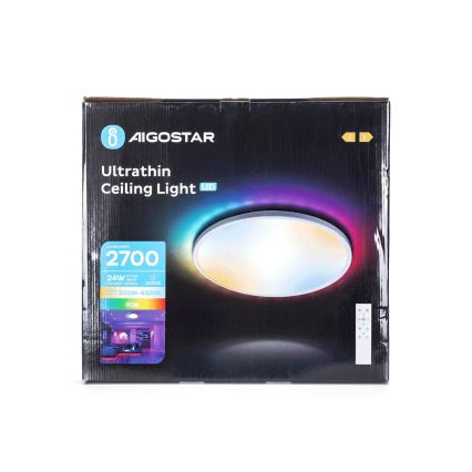 Aigostar - Iluminação de teto LED RGBW para casa de banho com regulação LED/24W/230V 3000-6500K diâmetro 42 cm IP44 + comando