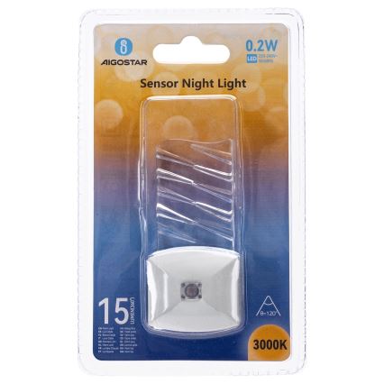 Aigostar - Luz noturna LED com sensor de anoitecer LED/0,2W/230V 3000K