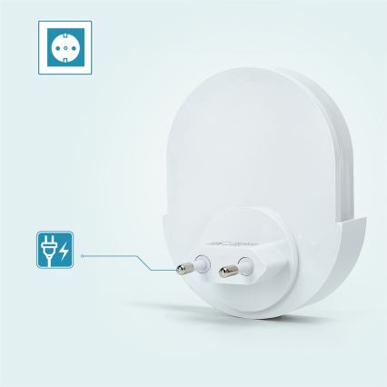 Aigostar - Iluminação noturna LED com sensor LED/1W/230V 6500K oval