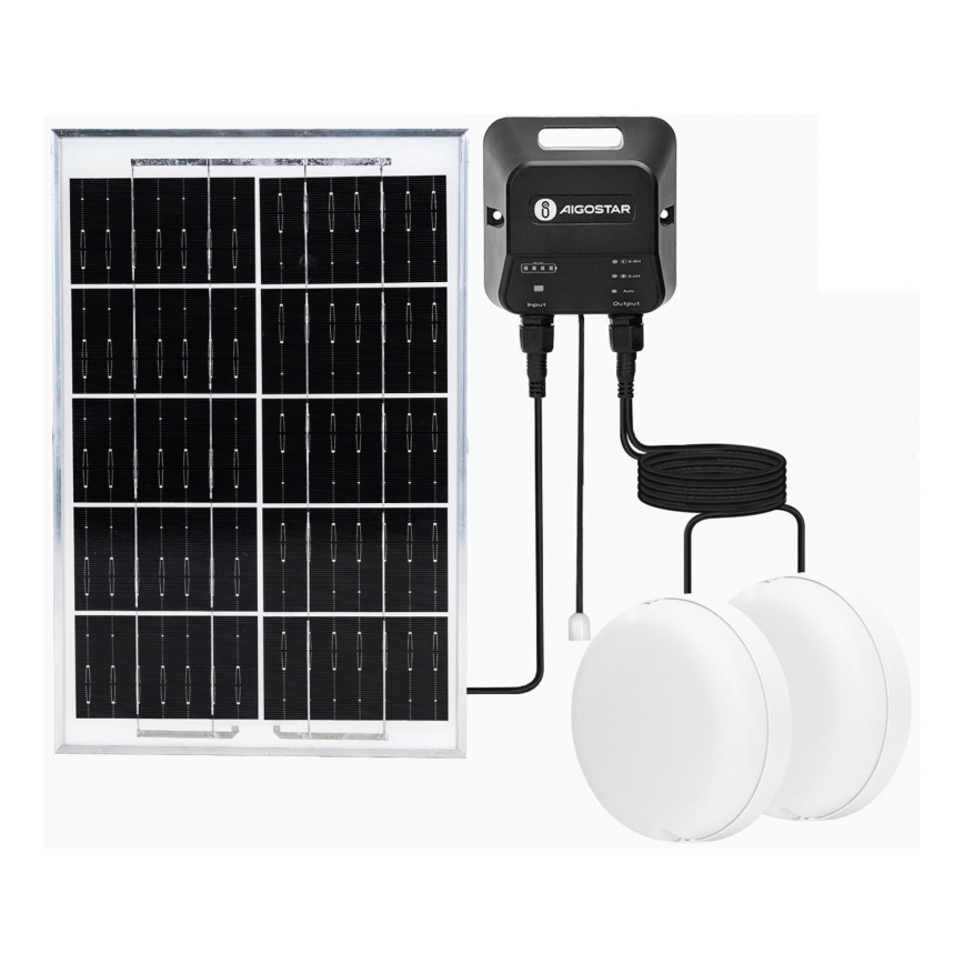 Aigostar - Iluminação solar LED 2xLED/35W/12V 6000 mAh 6500K diâmetro 16,8 cm + comando