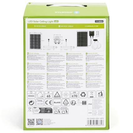 Aigostar - Iluminação solar LED 2xLED/35W/12V 6000 mAh 6500K diâmetro 16,8 cm + comando