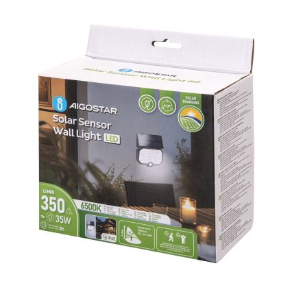 Aigostar - Iluminação solar LED com sensor de movimento LED/2,4W/3,7V 1800 mAh IP65