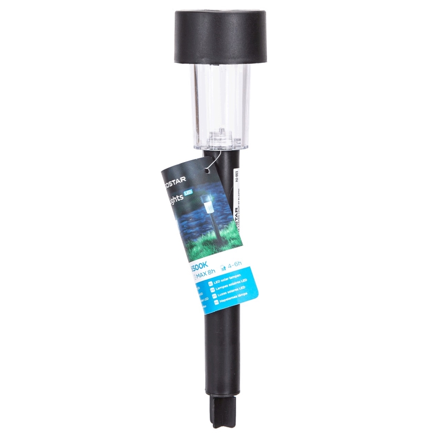 Aigostar - Iluminação solar LED com sensor soumraku LED/0,006W/1,2V 40 mAh 29,5 cm preto 6500K IP44