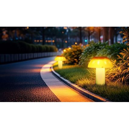 Aigostar - Iluminação solar LED LED/0,024W/1,2V 200 mAh 2700K IP44 cogumelos