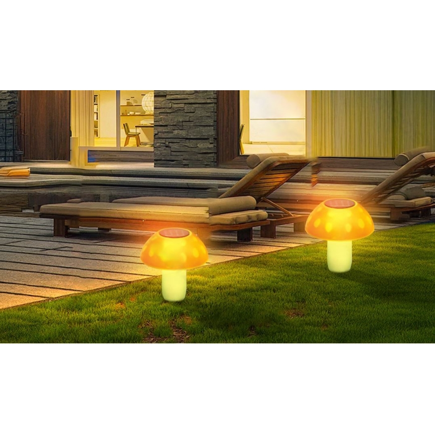 Aigostar - Iluminação solar LED LED/0,024W/1,2V 200 mAh 2700K IP44 cogumelos