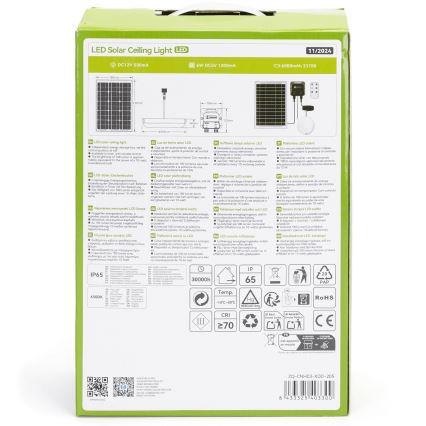 Aigostar - Iluminação solar LED LED/70W/12V 6000 mAh 6500K diâmetro 20,5 cm + comando