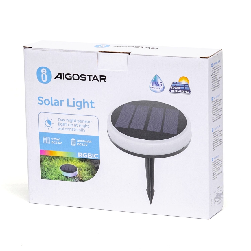 Aigostar - Iluminação solar LED RGB LED/0,6W/3,7V IP65