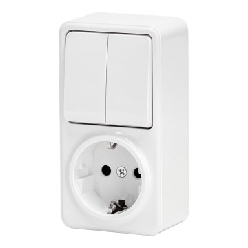 Aigostar - Interruptor doméstico 2P com uma tomada 1x10A/250V