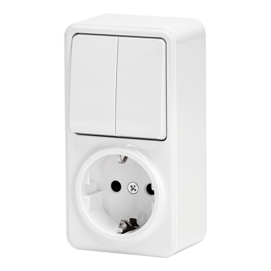 Aigostar - Interruptor doméstico 2P com uma tomada 1x10A/250V
