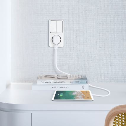 Aigostar - Interruptor doméstico 2P com uma tomada 1x10A/250V