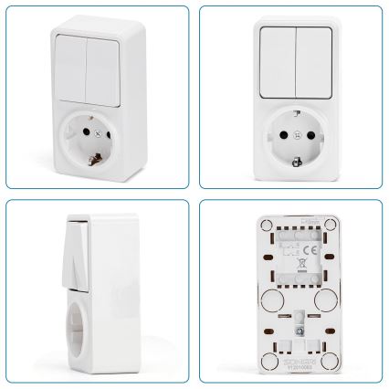 Aigostar - Interruptor doméstico 2P com uma tomada 1x10A/250V