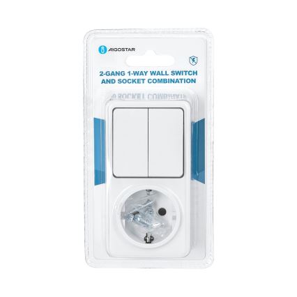 Aigostar - Interruptor doméstico 2P com uma tomada 1x10A/250V
