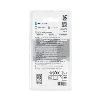 Aigostar - Interruptor doméstico 2P com uma tomada 1x10A/250V