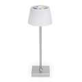 Aigostar - Lâmpada de mesa recarregável LED RGBW exterior regulável LED/4W/5V 3600mAh branco/cromado fosco IP54