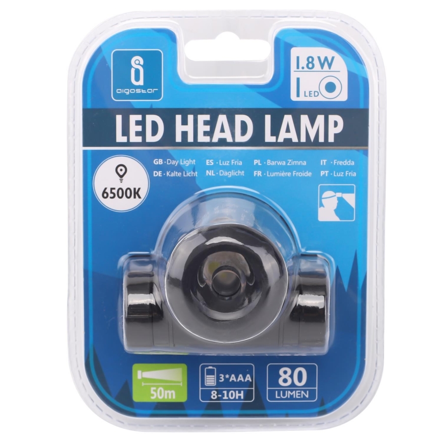 Aigostar - Lanterna de cabeça LED LED/1,8W/3xAAA