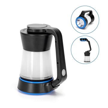 Aigostar - Lanterna de campismo LED regulável 3em1 LED/3xAA preto/azul