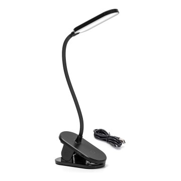 Aigostar - LED Candeeiro de mesa recarregável com regulação com clipe LED/2,5W/5V preto