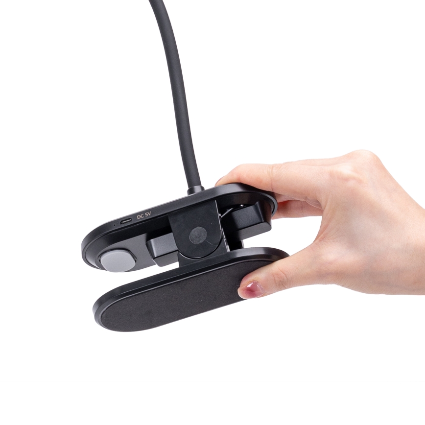 Aigostar - LED Candeeiro de mesa recarregável com regulação com clipe LED/2,5W/5V preto