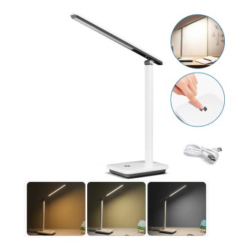 Aigostar - LED Candeeiro de mesa recarregável com regulação LED/5W/5V 3000-6500K branco/preto