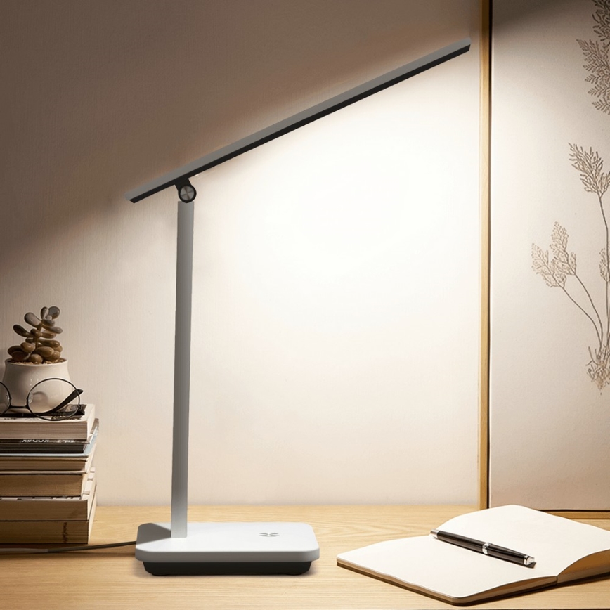 Aigostar - LED Candeeiro de mesa recarregável com regulação LED/5W/5V 3000-6500K branco/preto
