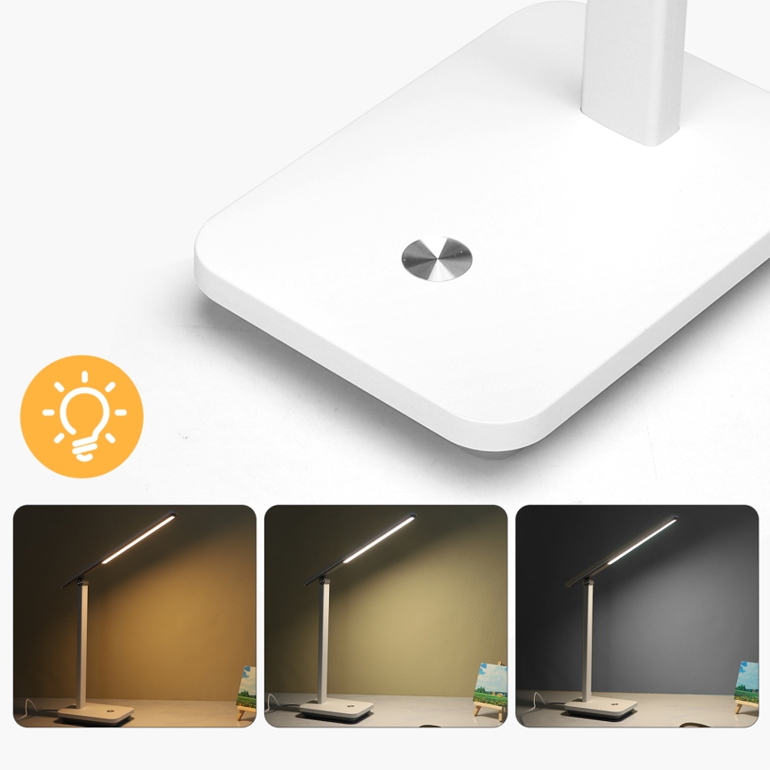 Aigostar - LED Candeeiro de mesa recarregável com regulação LED/5W/5V 3000-6500K branco/preto